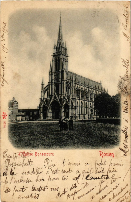 Carte postale ancienne Rouen-L'Eglise Bon-Secours à Rouen