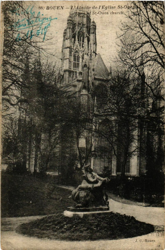 Carte postale ancienne Rouen-L'Abside de l'Eglise Saint-Ouen à Rouen