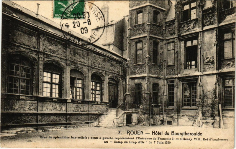 Carte postale ancienne Rouen-Hotel du Bourgtheroulde à Rouen