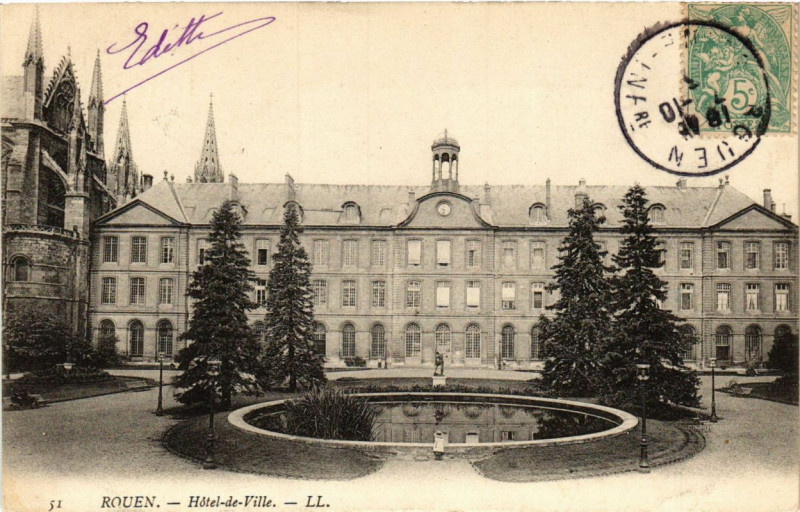 Carte postale ancienne Rouen-Hotel de Ville à Rouen