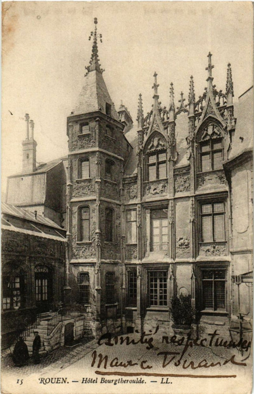 Carte postale ancienne Rouen-Hotel Bourgtheroulde à Rouen