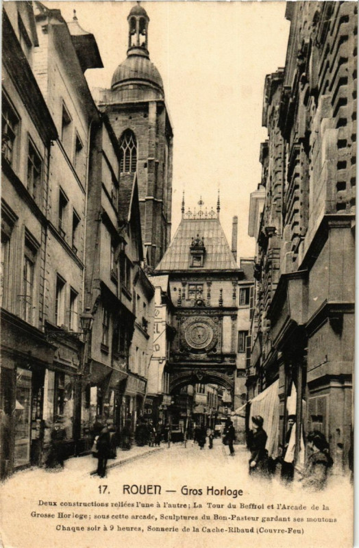 Carte postale ancienne Rouen-Gros Horloge à Rouen