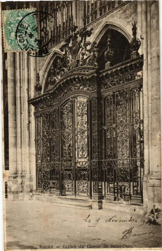 Carte postale ancienne Rouen-Grilles du Choeur de Saint-Ouen à Rouen