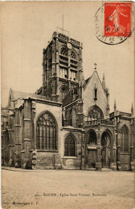Carte postale ancienne Rouen-Eglise Saint-Vincent.Ensemble à Rouen