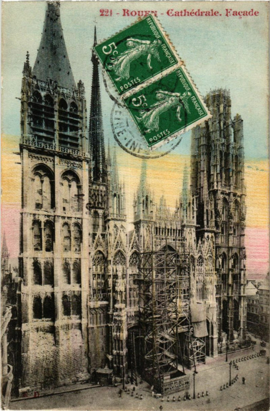 Carte postale ancienne Rouen-Cathedrale. Facade. à Rouen