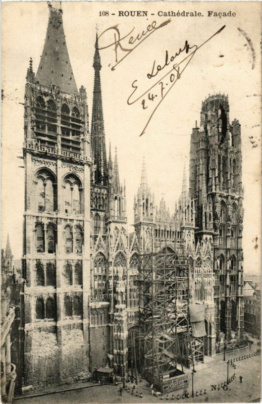 Carte postale ancienne Rouen-Cathedrale. Facade à Rouen