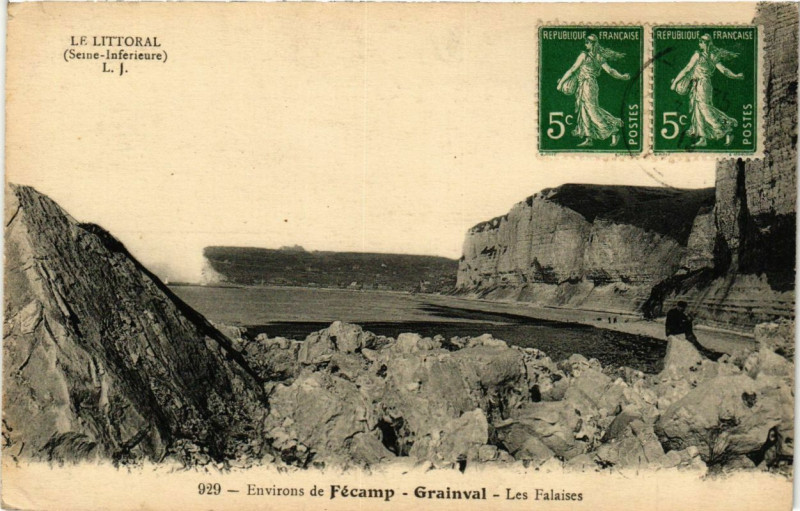Carte postale ancienne Le Littoral-Fecamp Grainval-Les Falaises