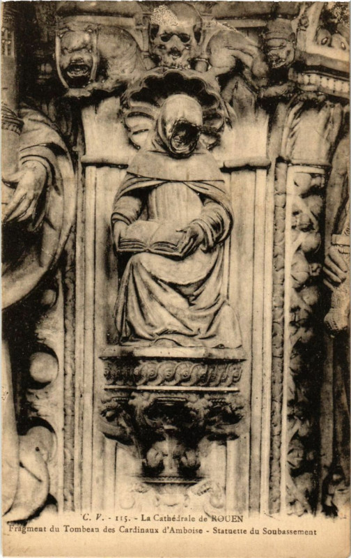 Carte postale ancienne La Cathedrale de Rouen-Fragment du Tombeau des Cardinaux à Rouen