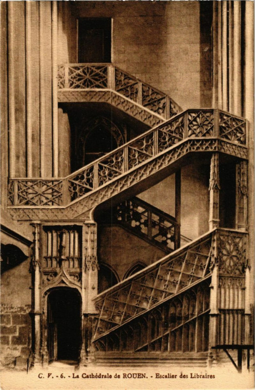 Carte postale ancienne La Cathedrale de Rouen-Escalier des Libraires à Rouen