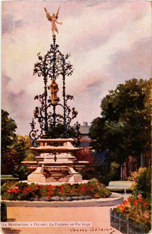 Carte postale ancienne La Benedictine a Fecamp-La Fontaine en Fer forge