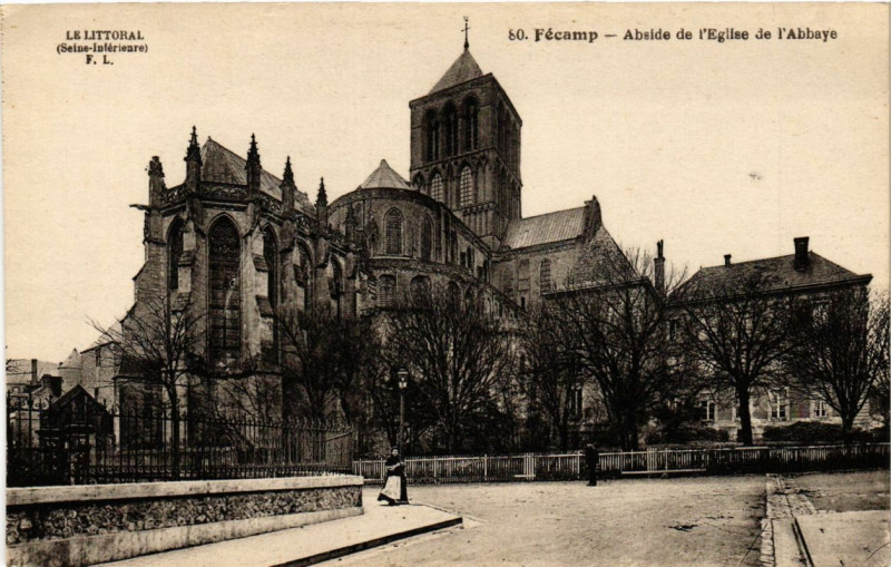 Carte postale ancienne Fecamp-Abside de l'Eglise de l'Abbaye à Fécamp