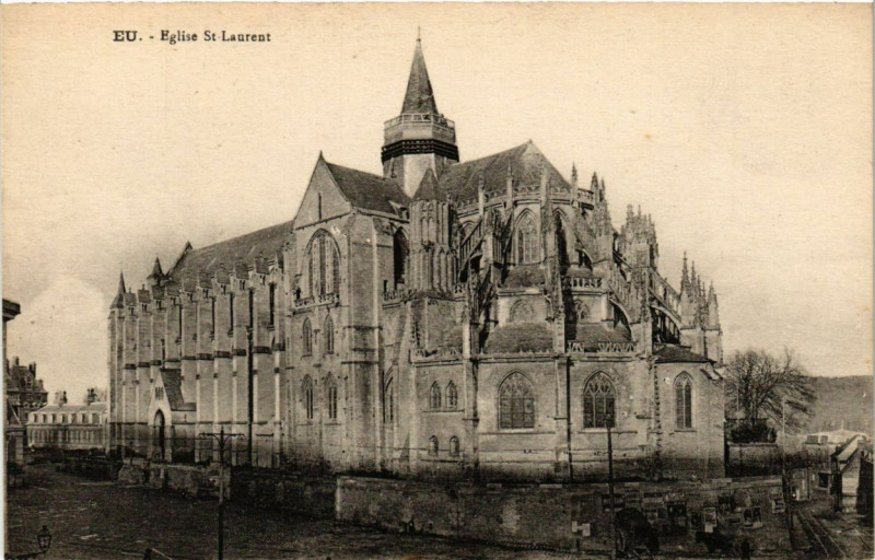 Carte postale ancienne Eu - Eglise Saint-Laurent à Eu