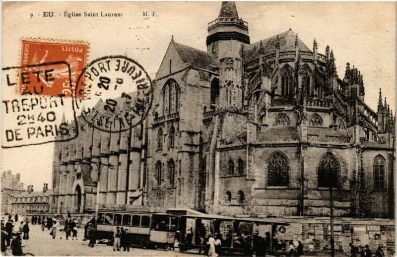 Carte postale ancienne Eu - Eglise Saint-Laurent à Eu