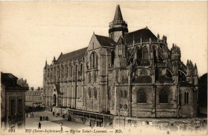 Carte postale ancienne Eu - Eglise Saint-Laurent à Eu