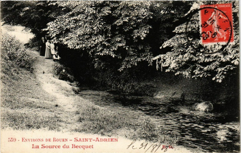 Carte postale ancienne Env. de Rouen-St Adrien-La Source du BECquet à Rouen