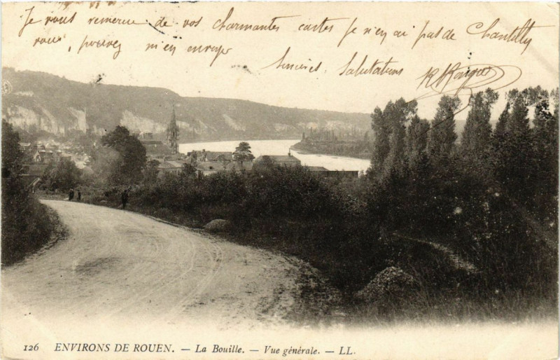 Carte postale ancienne Env. de Rouen-La Bouille Vue générale à La Bouille