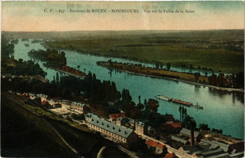 Carte postale ancienne Env. de Rouen-Bon-Secours-Vue sur la Vallée de la Seine à Rouen