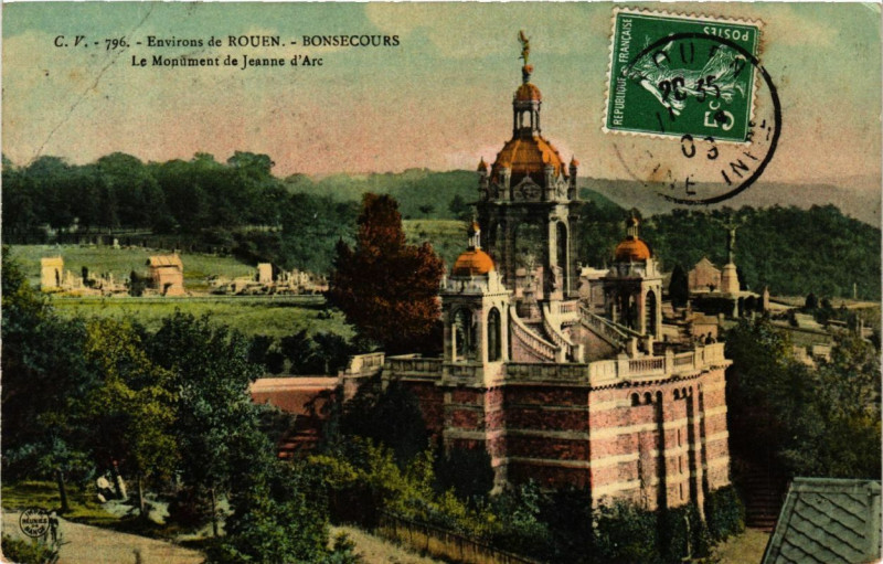 Carte postale ancienne Env. de Rouen-Bon-Secours-Le Monument de Jeanne d'Arc à Rouen