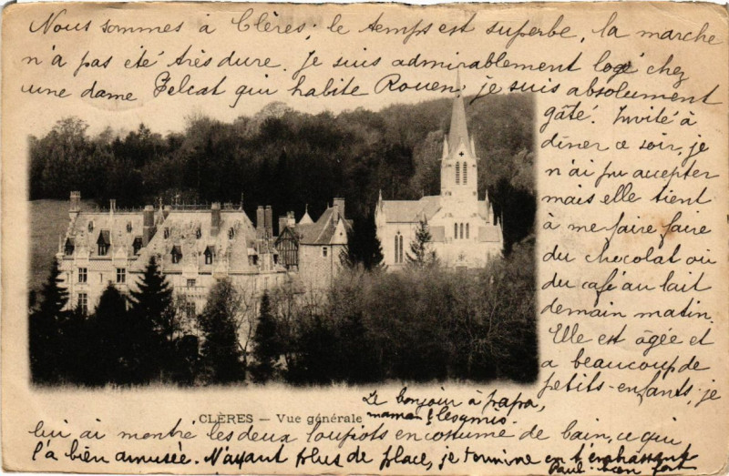 Carte postale ancienne Cleres-Vue générale à Clères