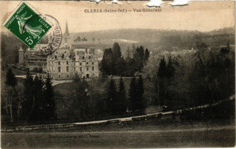 Carte postale ancienne Cleres-Vue générale à Clères