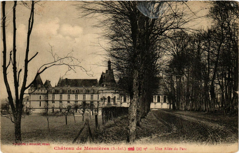 Carte postale ancienne Chateau de Mesnieres-Une Allée du Parc