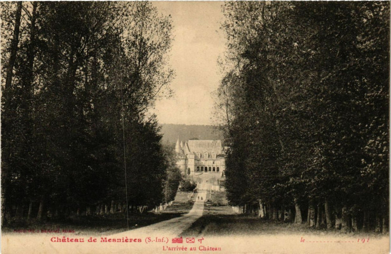 Carte postale ancienne Chateau de Mesnieres-L'arrivée au Chateau