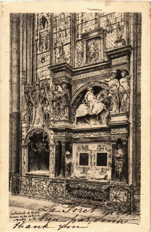 Carte postale ancienne Cathedrale de Rouen-Tombeau du Duc de Breze à Rouen