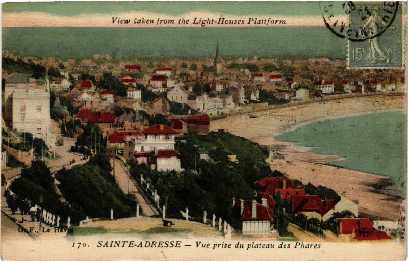Carte postale ancienne Sainte-Adresse - Vue prise du plateau des Phares à Sainte-Adresse