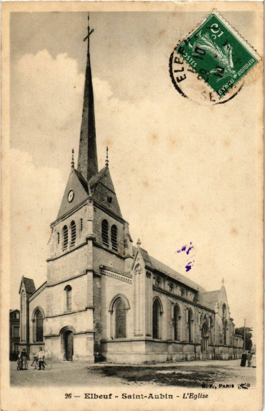 Carte postale ancienne Saint-Aubin - Eglise