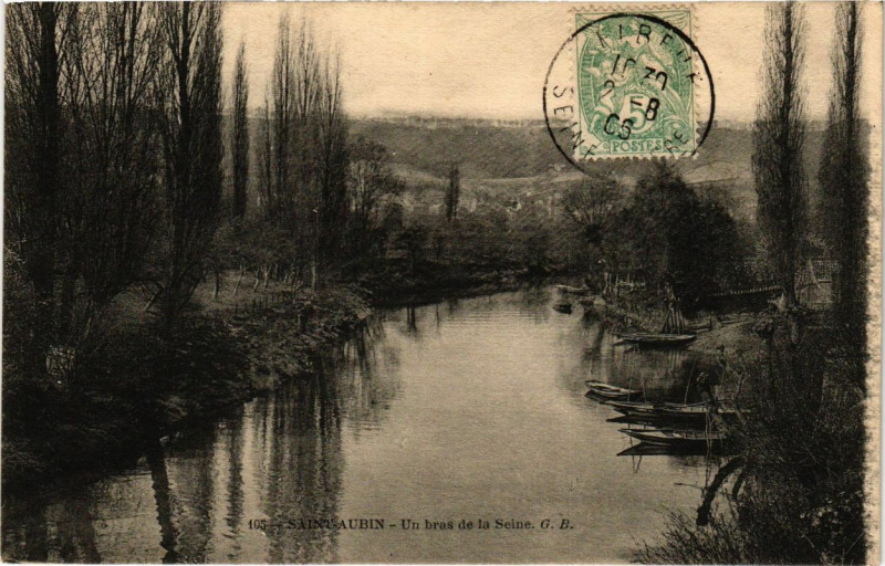 Carte postale ancienne Saint-Aubin - Un bras de Seine