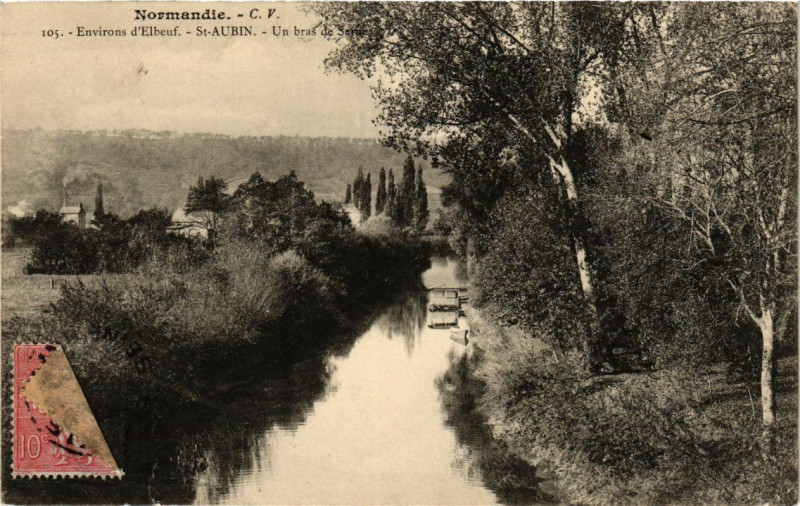 Carte postale ancienne Saint-Aubin - Un bras de Seine
