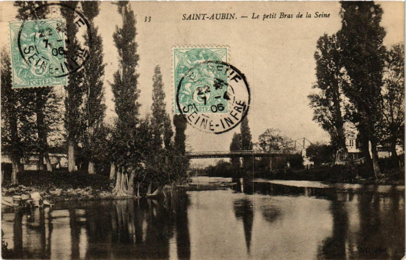 Carte postale ancienne Saint-Aubin - Le Petit Bras de la Seine