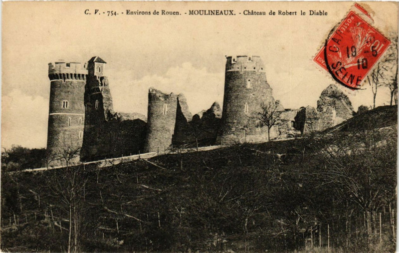 Carte postale ancienne Moulineaux - Chateau de Robert le Diable à Moulineaux