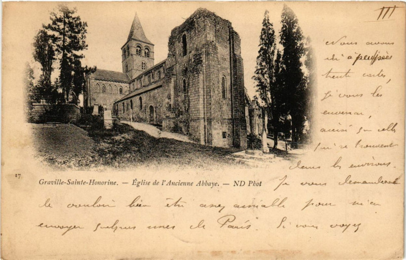 Carte postale ancienne Graville-Saint-Honorine - Eglise de l'Ancienne Abbaye