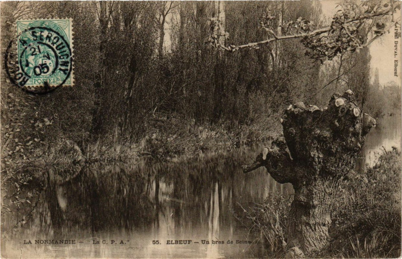 Carte postale ancienne Elbeuf - Un bras de Seine à Elbeuf