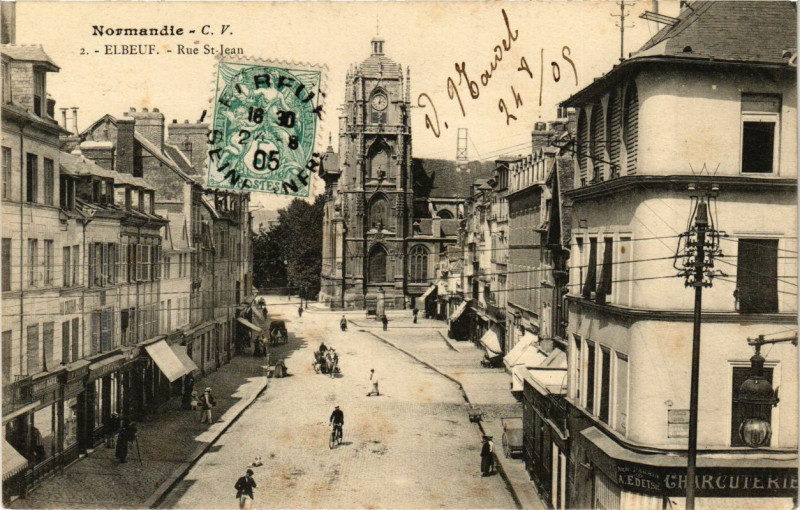 Carte postale ancienne Elbeuf - Rue Saint-Jean à Elbeuf