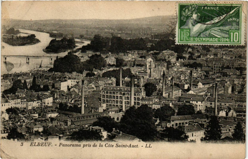 Carte postale ancienne Elbeuf - Panorama pris de la Cote Saint-Auct à Elbeuf