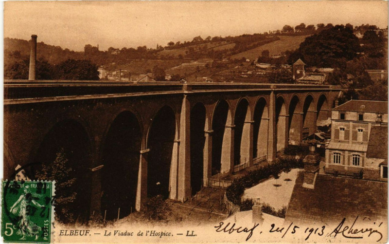 Carte postale ancienne Elbeuf - Le Viaduc de l'Hospice à Elbeuf