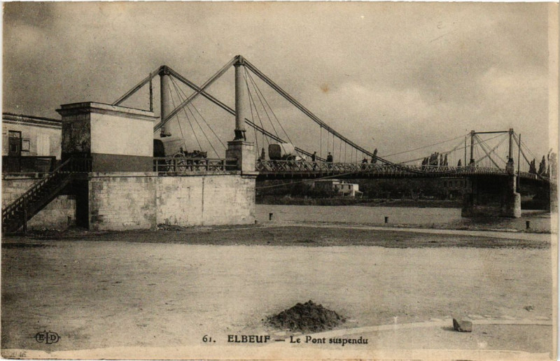 Carte postale ancienne Elbeuf - Le Pont suspendu à Elbeuf