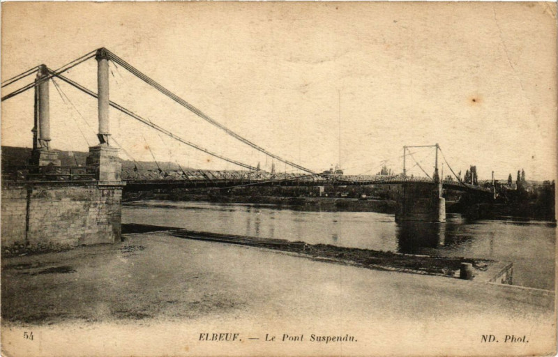 Carte postale ancienne Elbeuf - Le Pont Suespendu à Elbeuf