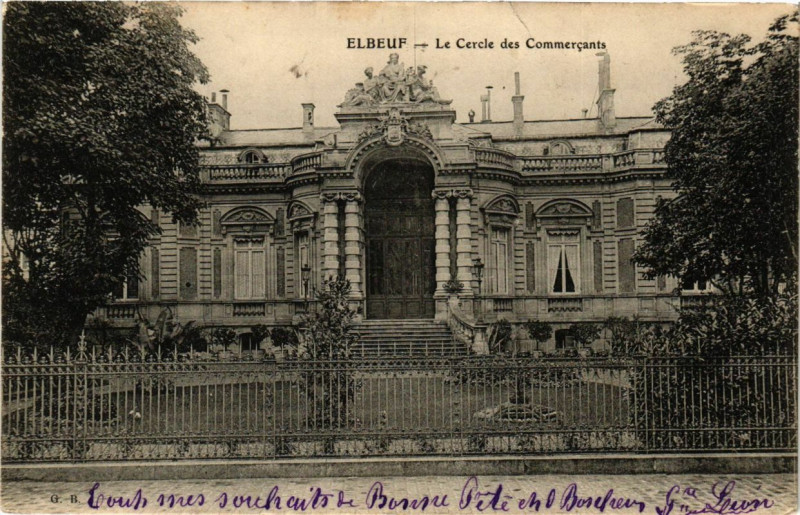 Carte postale ancienne Elbeuf - Cercle des Comercants à Elbeuf
