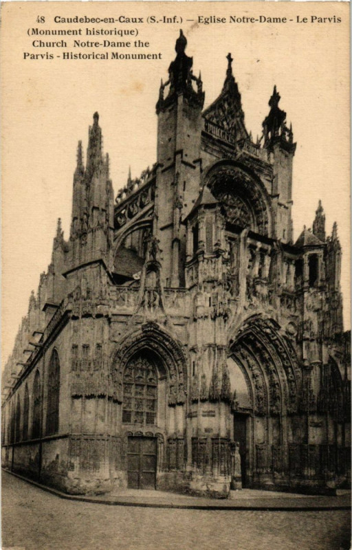 Carte postale ancienne Caudebec-en-Caux - Eglise N.D. - Le parvis