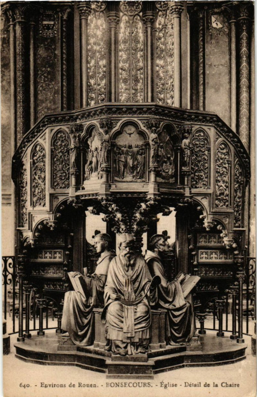 Carte postale ancienne Bon-Secours - Eglise - Detail de la Chaire