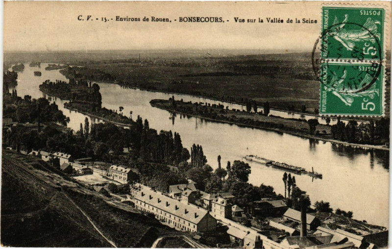 Carte postale ancienne Bon-Secours - Vue sur la Vallée de la Seine