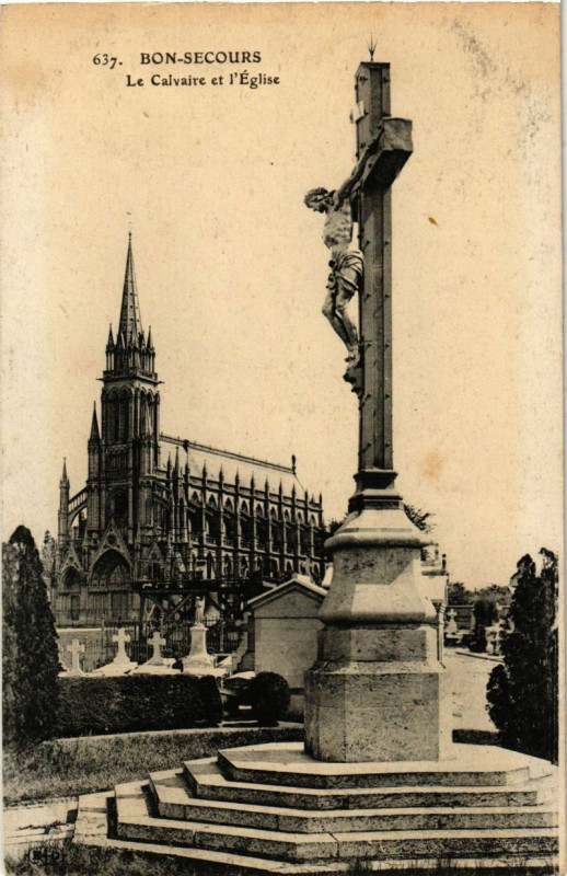 Carte postale ancienne Bon-Secours - Le Calvaire e l'Eglise