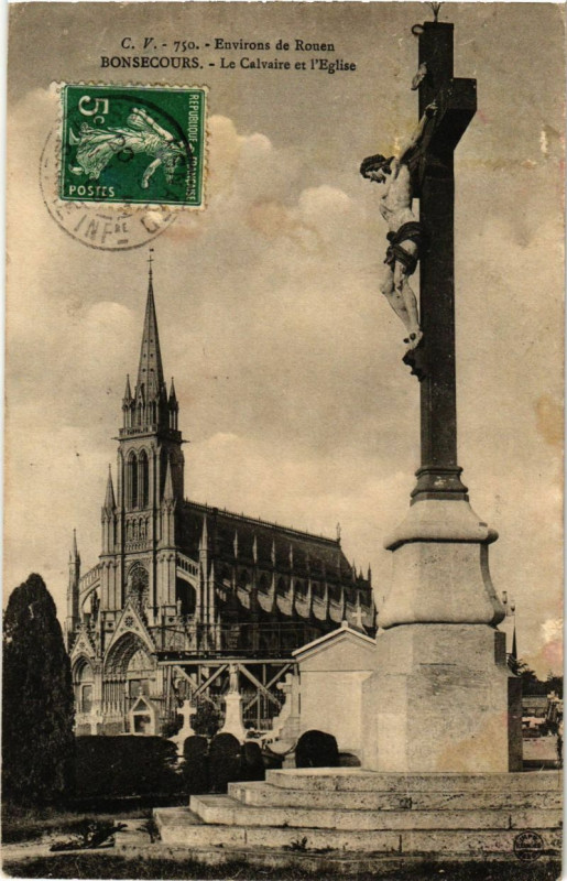 Carte postale ancienne Bon-Secours - Le Calvaire e l'Eglise