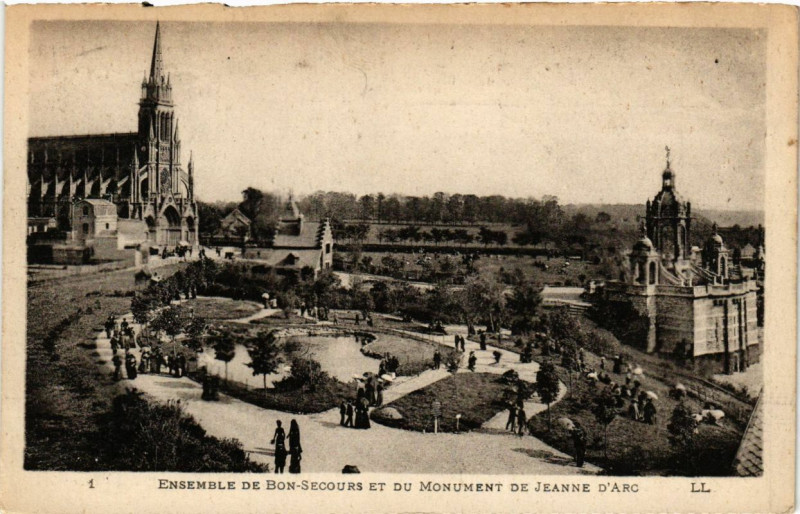 Carte postale ancienne Bon-Secours - Ensemble et le Monument de Jeanne d'Arc