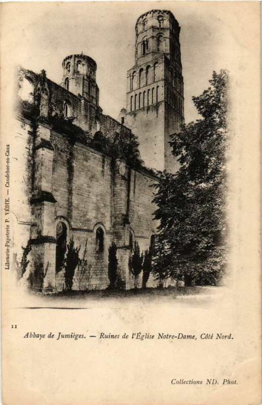 Carte postale ancienne Abbaye De Jumieges - Ruines de l'Eglise N.D. à Jumièges