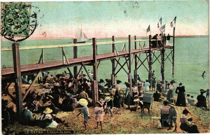 Carte postale ancienne Ed. Aqua 55 Le Havre L'Heure du bain à Eu