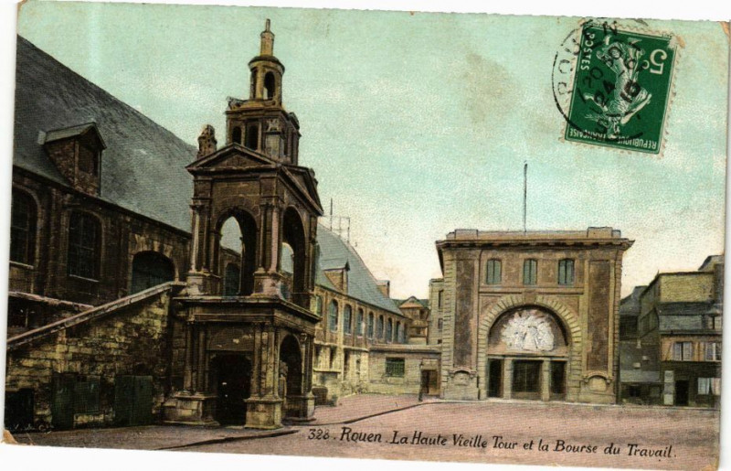 Carte postale ancienne Ed. Aqua 328 Rouen La Haute Vieille Tour et la Bourse à Rouen